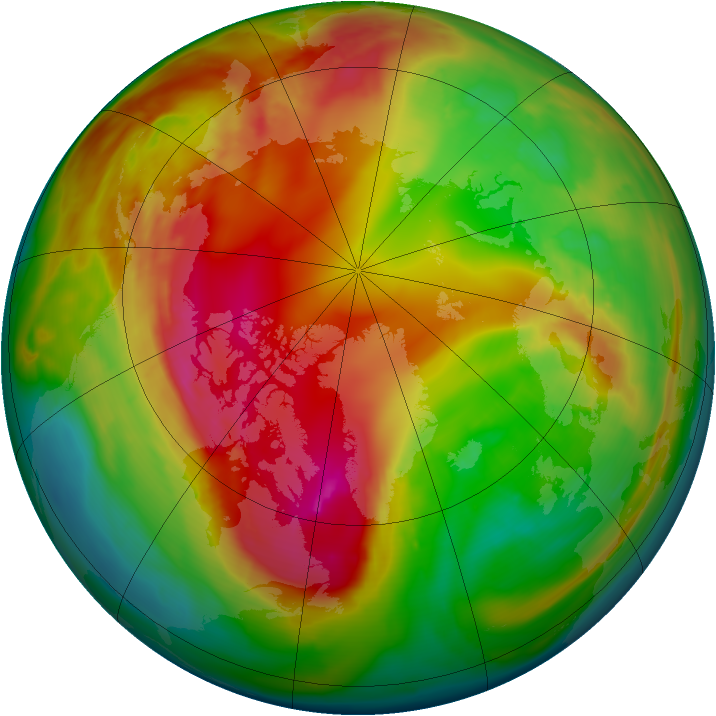 Arctic ozone map for 08 February 2015